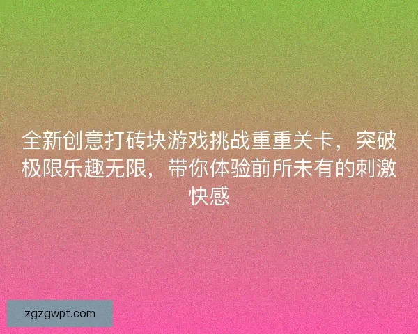 全新创意打砖块游戏挑战重重关卡，突破极限乐趣无限，带你体验前所未有的刺激快感