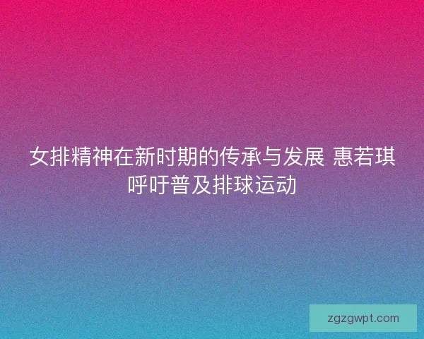 女排精神在新时期的传承与发展 惠若琪呼吁普及排球运动