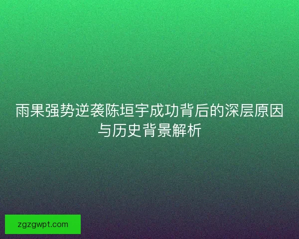 雨果强势逆袭陈垣宇成功背后的深层原因与历史背景解析 雨果强势逆袭陈垣宇成功背后的深层原因与历史背景解析