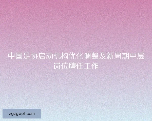 中国足协启动机构优化调整及新周期中层岗位聘任工作 中国足协启动机构优化调整及新周期中层岗位聘任工作